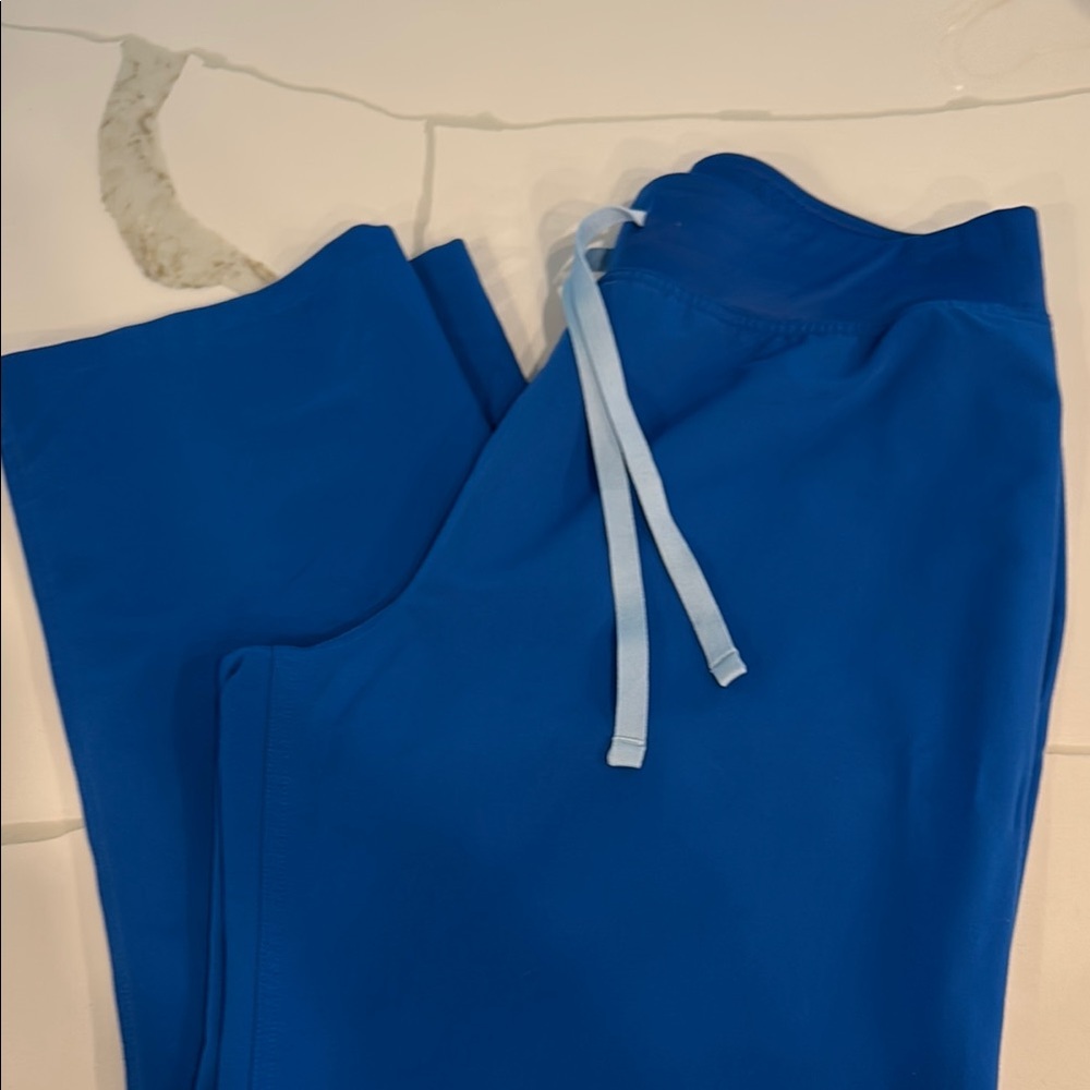 Figs High Waisted Livingston Basic Scrub Pants, Royal Blue, Large